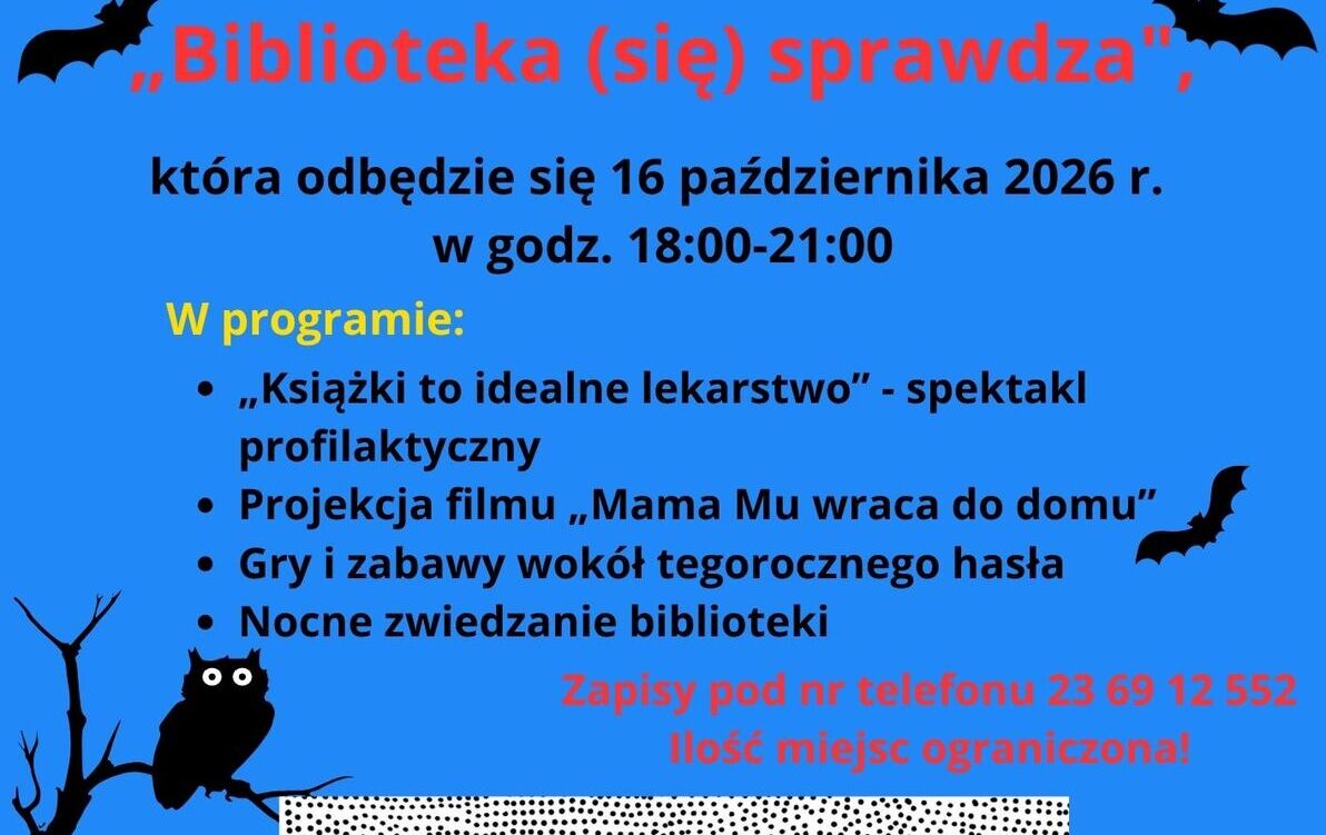 Zdjęcie do Serdecznie zapraszamy dzieci w wieku 4-10 lat do udziału w Nocy Bibliotek.