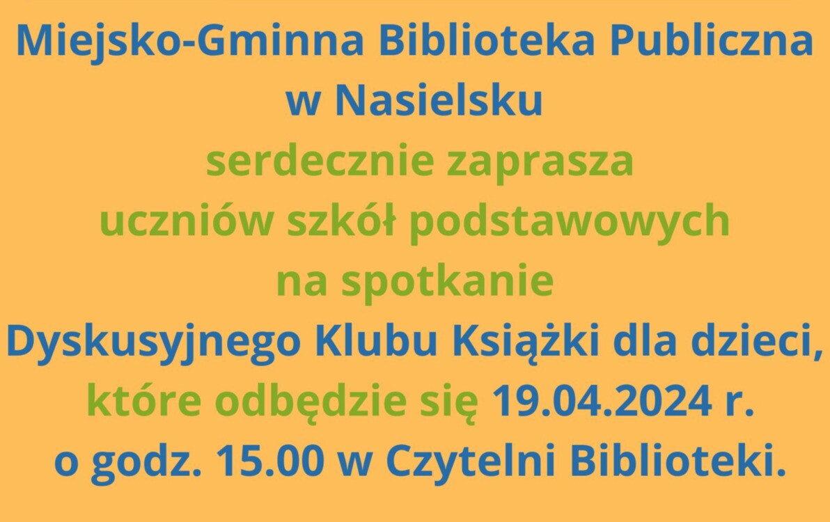 Zdjęcie do Serdecznie zapraszamy na spotkanie Dyskusyjnego Klubu Książki dla dzieci!