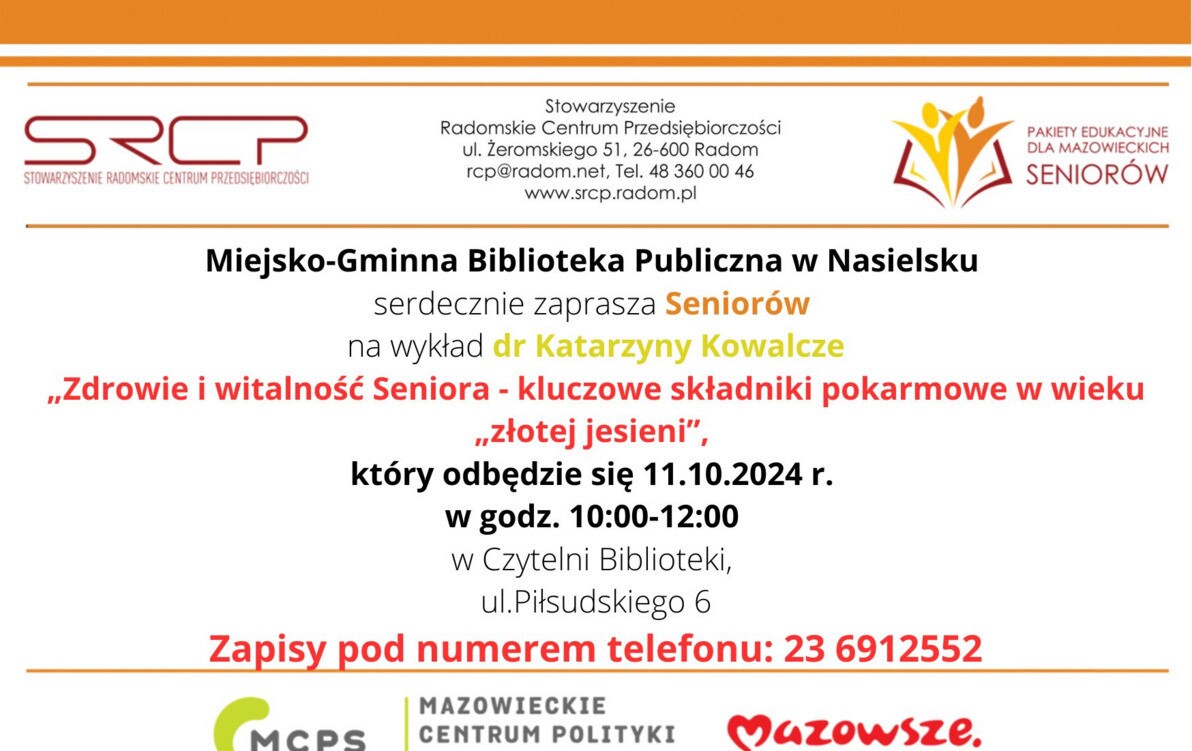 Zdjęcie do Serdecznie zapraszamy naszych Kochanych Senior&oacute;w na wykład!