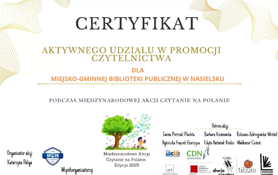 Zdjęcie do Czytanie na Polanie - certyfikat
