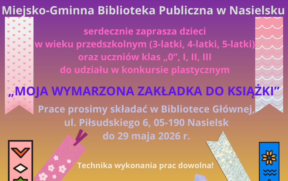 Zdjęcie do Konkurs plastyczny "Moja wymarzona zakładka do książki"